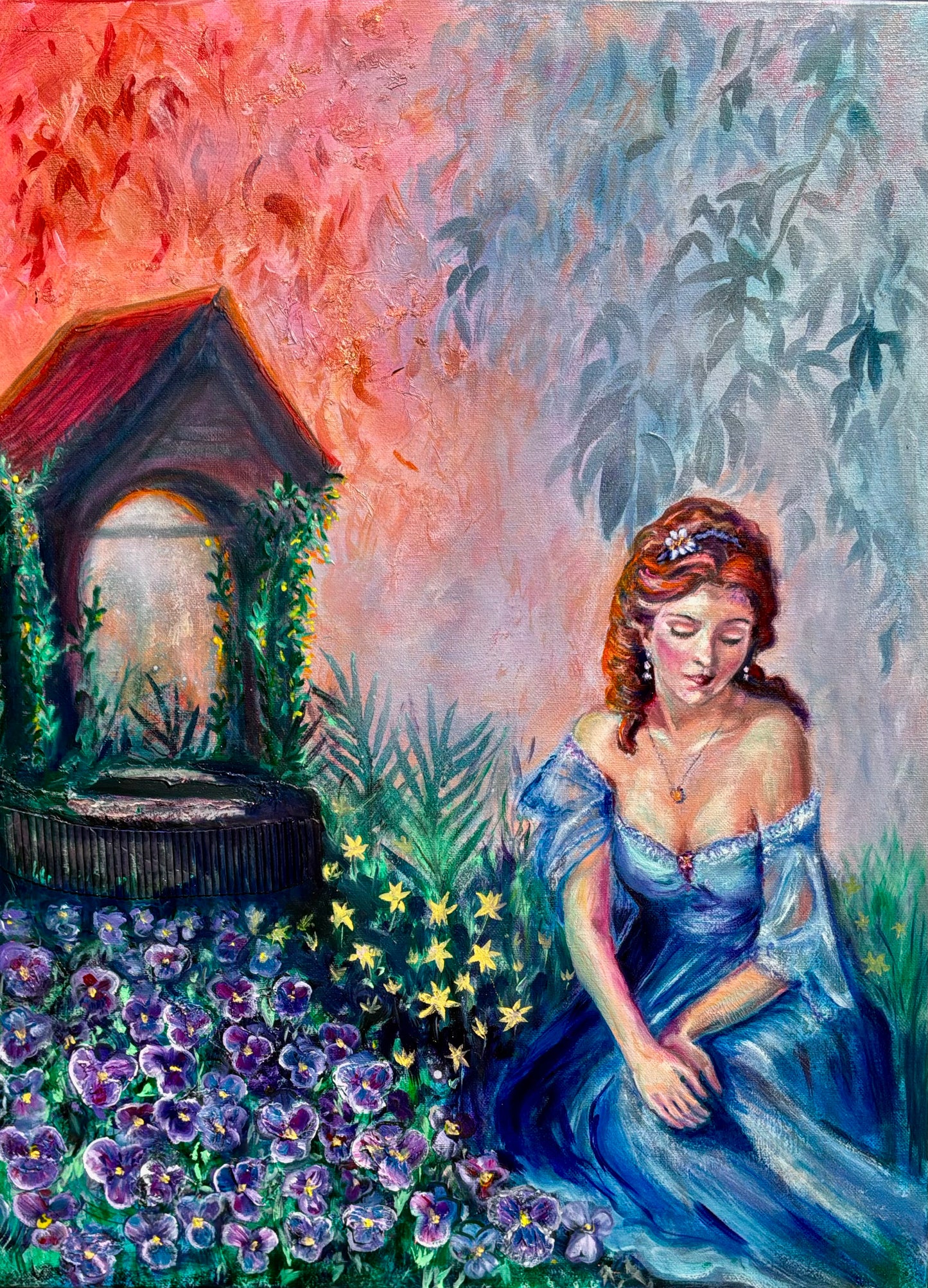Lady at the Well – Original Romantic Painting by Cathy Rodwell